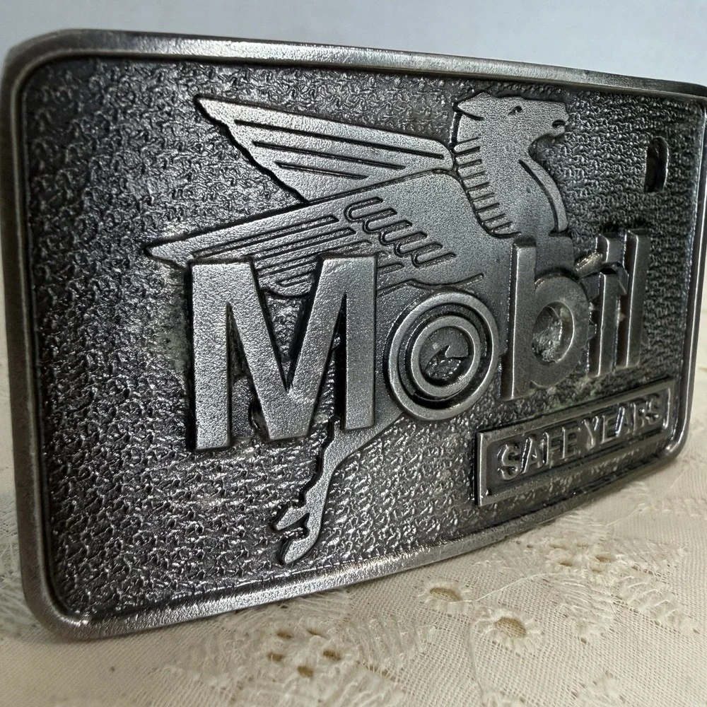 Vintage Mobil Safe Years Pegasus Belt Buckle Limited Edition Mobil‎ Oil